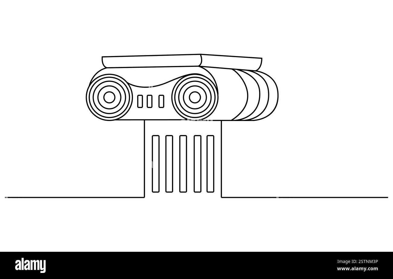 Disegno a linea continua nella colonna greca Illustrazione Vettoriale