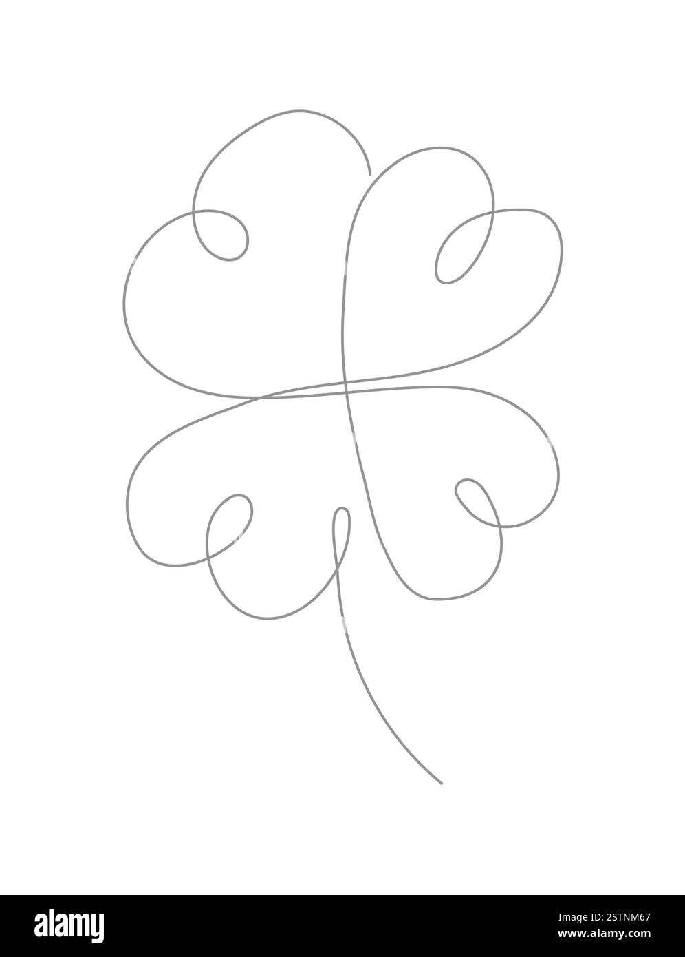 Disegno minimalista a linea continua di una foglia di trifoglio per il giorno di San Patrizio. Profilo shamrock semplice ed elegante, S. Illustrazione Vettoriale