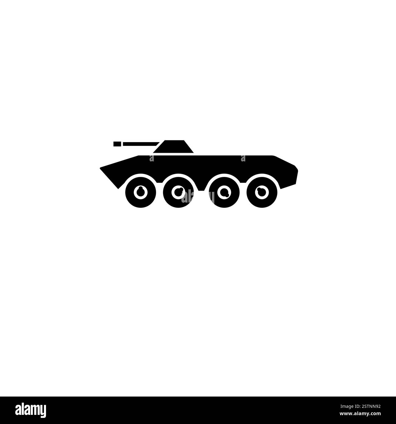 BTR militare, icona vettore piatto solido portante del personale blindato isolata su sfondo bianco. Illustrazione Vettoriale