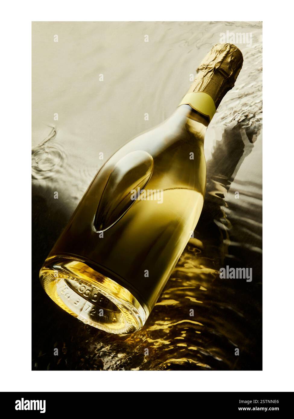 Eleganza sommersa: Vino bianco sotto le onde Foto Stock