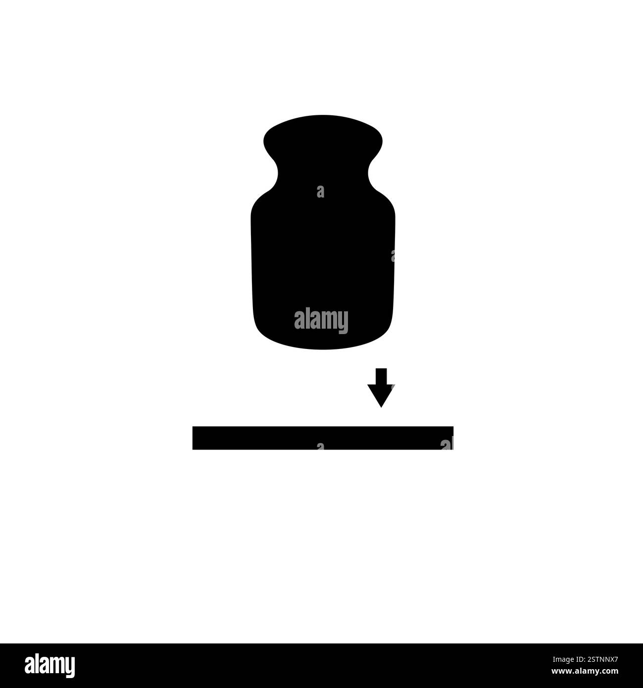 Peso chilogrammo Barbell spinge verso il basso l'icona Solid Flat Vector isolata su sfondo bianco. Illustrazione Vettoriale
