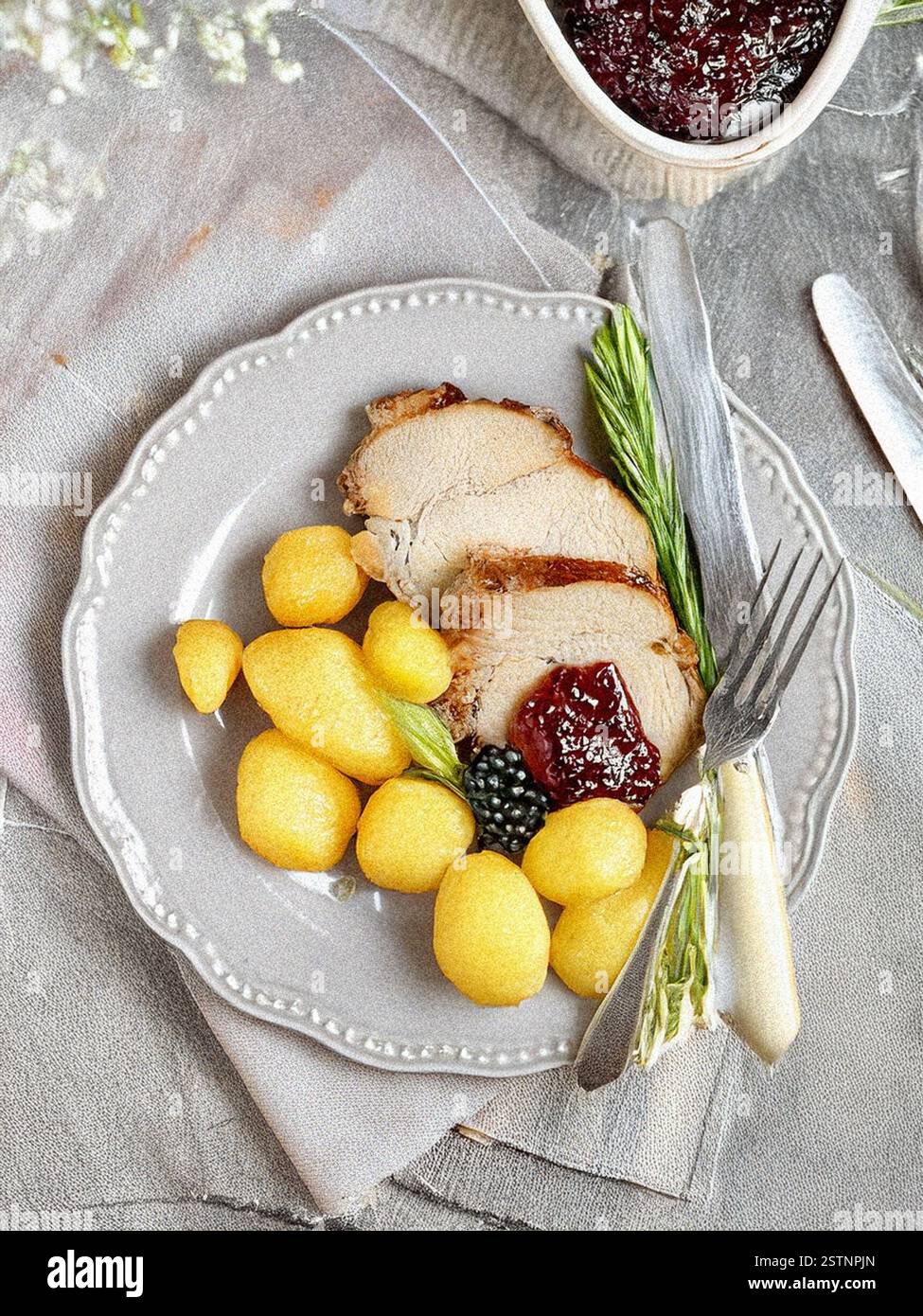 Arrosto con patate, Rustic Indulgence fatto in casa Foto Stock