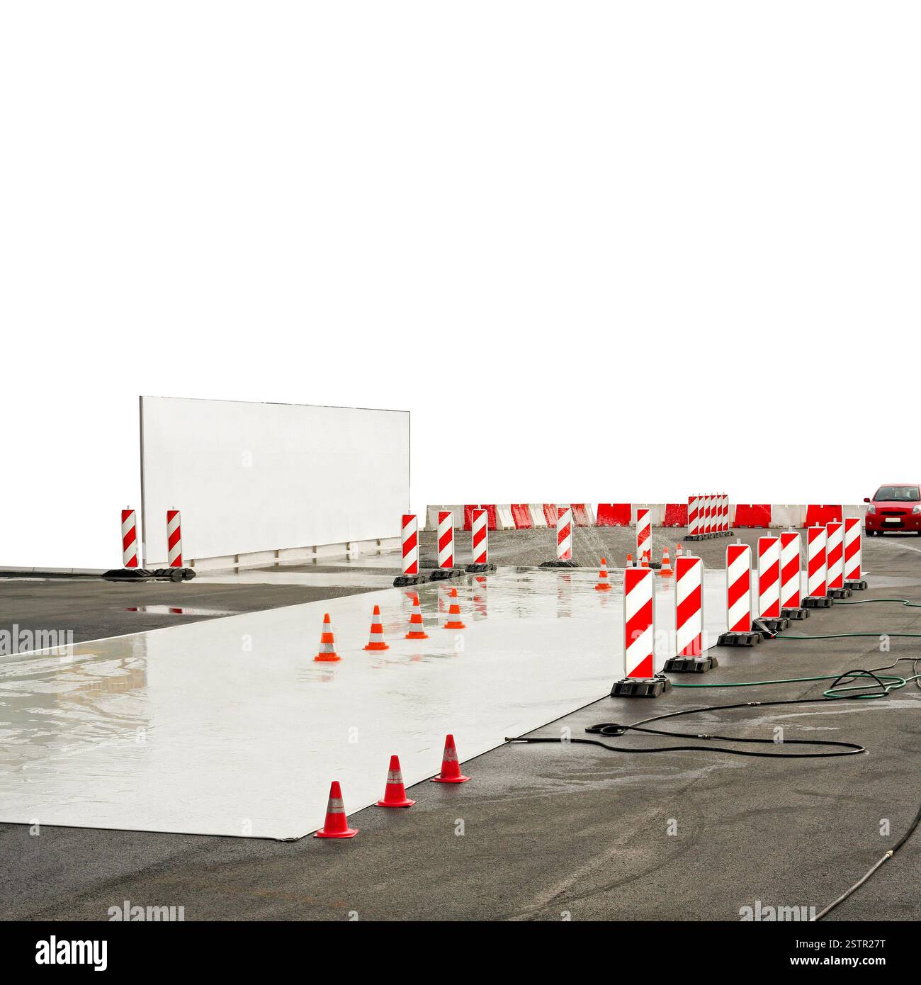 Prova su strada in bagno d'olio Foto Stock