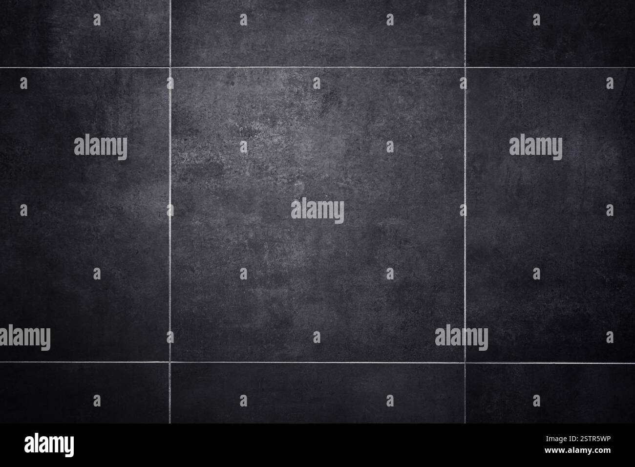 Struttura del pavimento grigio scuro piastrelle in ceramica come sfondo, vista dall'alto Foto Stock