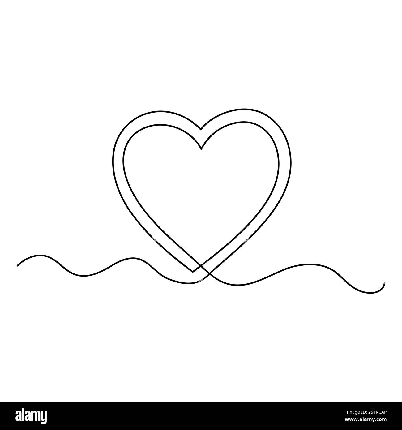 Disegno a una linea del cuore continuo dell'illustrazione vettoriale a mano del cuore Illustrazione Vettoriale