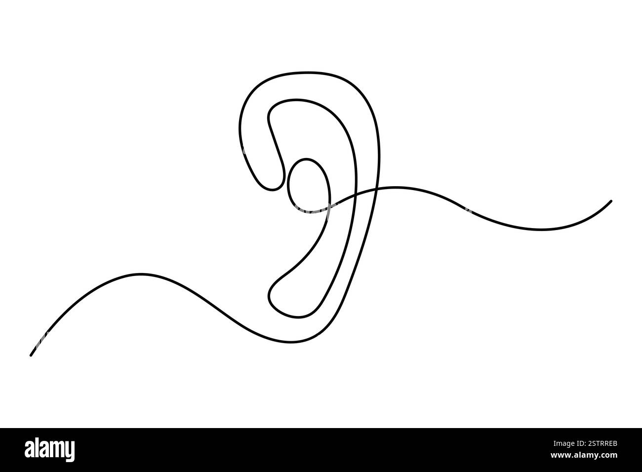 Disegno continuo su una linea dell'orecchio umano isolato su sfondo bianco illustrazione vettoriale Illustrazione Vettoriale