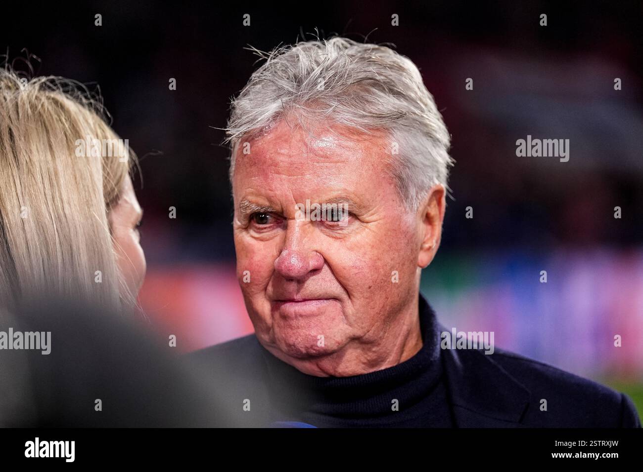 Eindhoven, Paesi Bassi. 19 febbraio 2025. EINDHOVEN, PAESI BASSI - 19 FEBBRAIO: Ex allenatore del PSV Guus Hiddink prima della partita di andata e ritorno play-off di UEFA Champions League 2024/25 tra PSV e Juventus al Phillips Stadion il 19 febbraio 2025 a Eindhoven, Paesi Bassi. (Foto di René Nijhuis/MB Media) credito: MB Media Solutions/Alamy Live News Foto Stock
