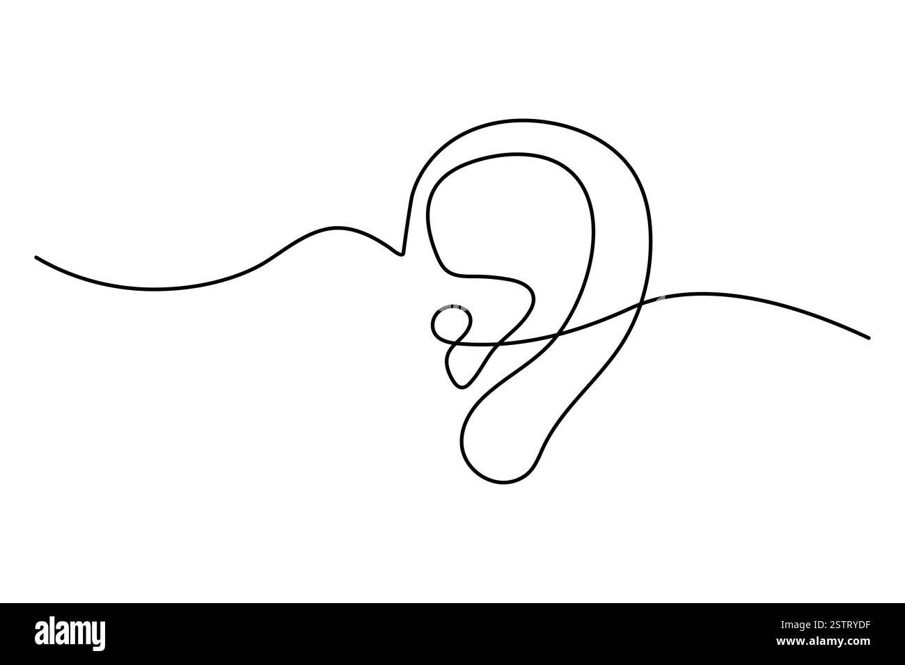 Disegno continuo su una linea dell'orecchio umano isolato su sfondo bianco illustrazione vettoriale Illustrazione Vettoriale