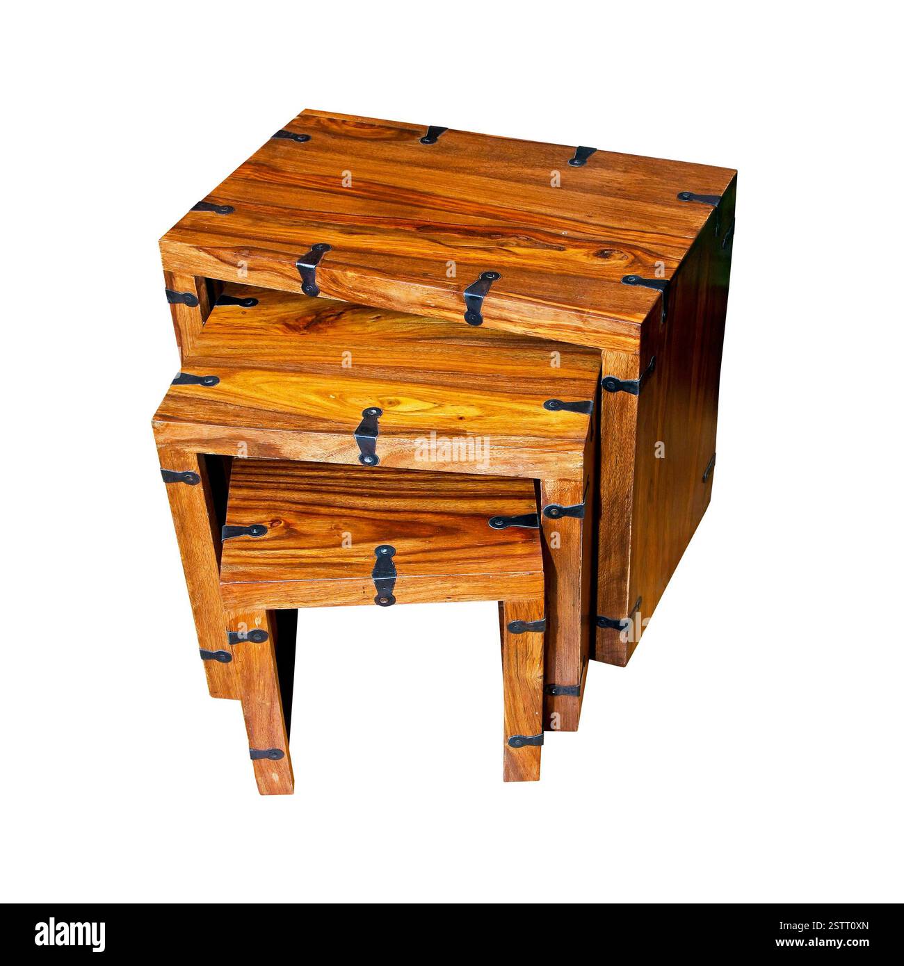 Tavoli di legno Foto Stock