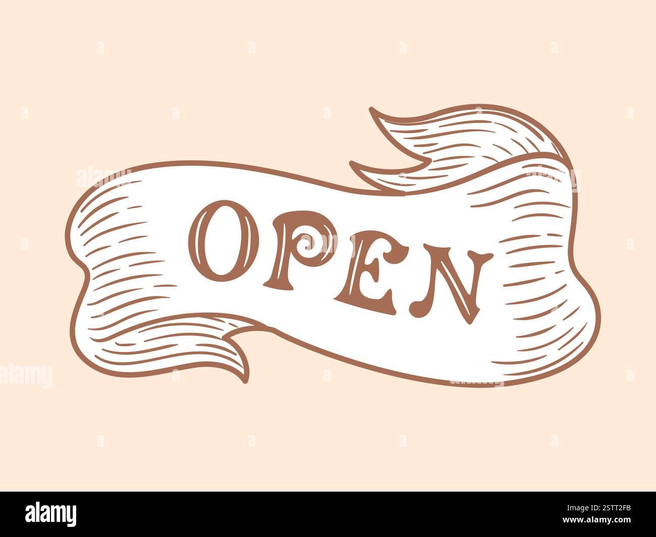 il modello per striscioni a nastro aperto e vintage presenta un design elegante con curve ornate e dettagli complessi. Perfetto per aggiungere un tocco classico Illustrazione Vettoriale