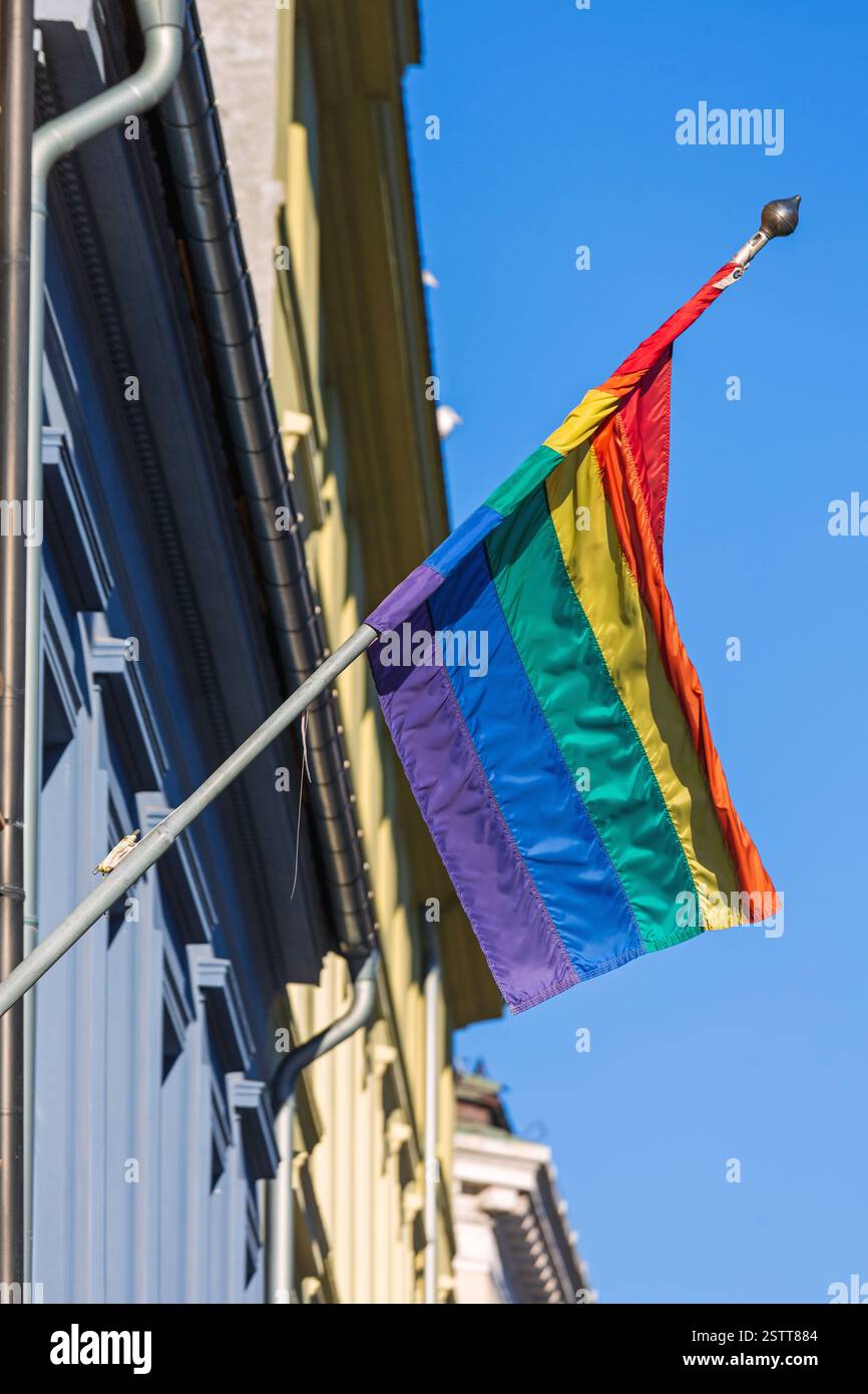 Bandiera arcobaleno LGBT Foto Stock