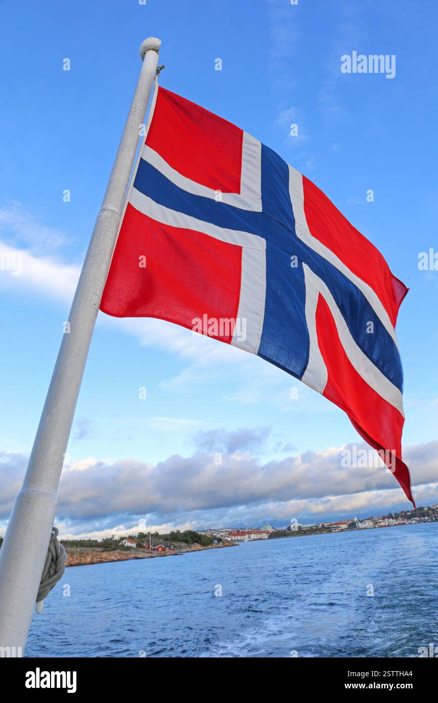 Palo bandiera norvegese Foto Stock