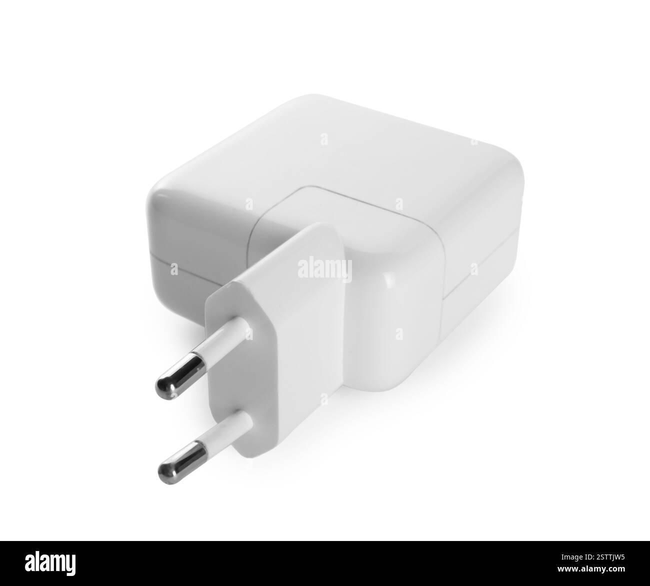 Adattatore di alimentazione USB (caricabatterie) isolato su bianco Foto Stock