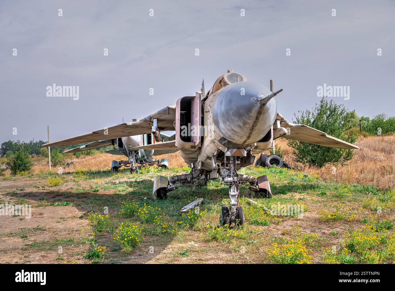 Aerei militari sovietici nel Museo delle forze nucleari strategiche sovietiche, Ucraina Foto Stock