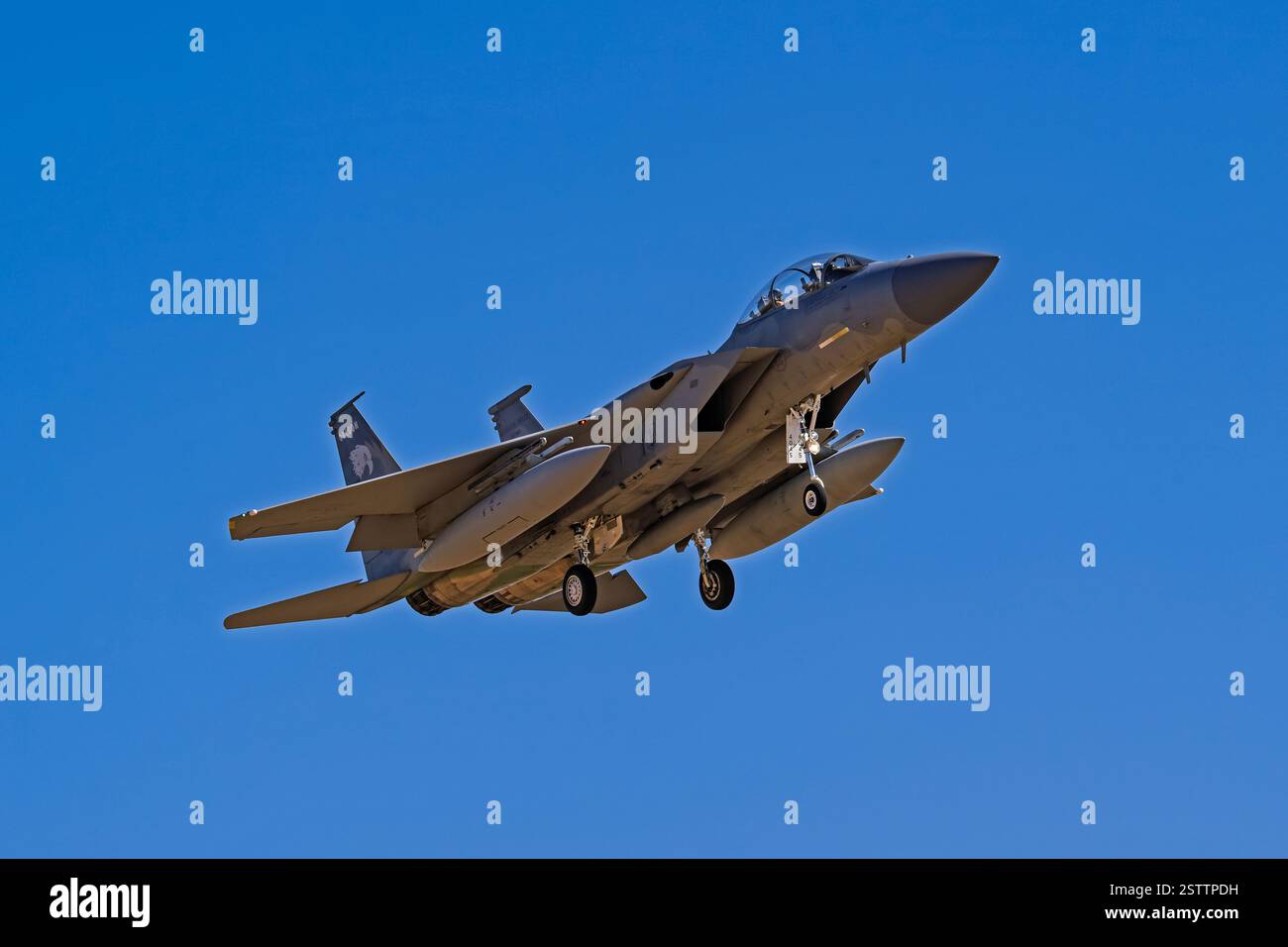Luke Air Force base 2-18-2025 Glendale AZ USA US Air Force Boeing F-15D 84-0045 ritorno a Luke AFB dopo un volo di addestramento Foto Stock