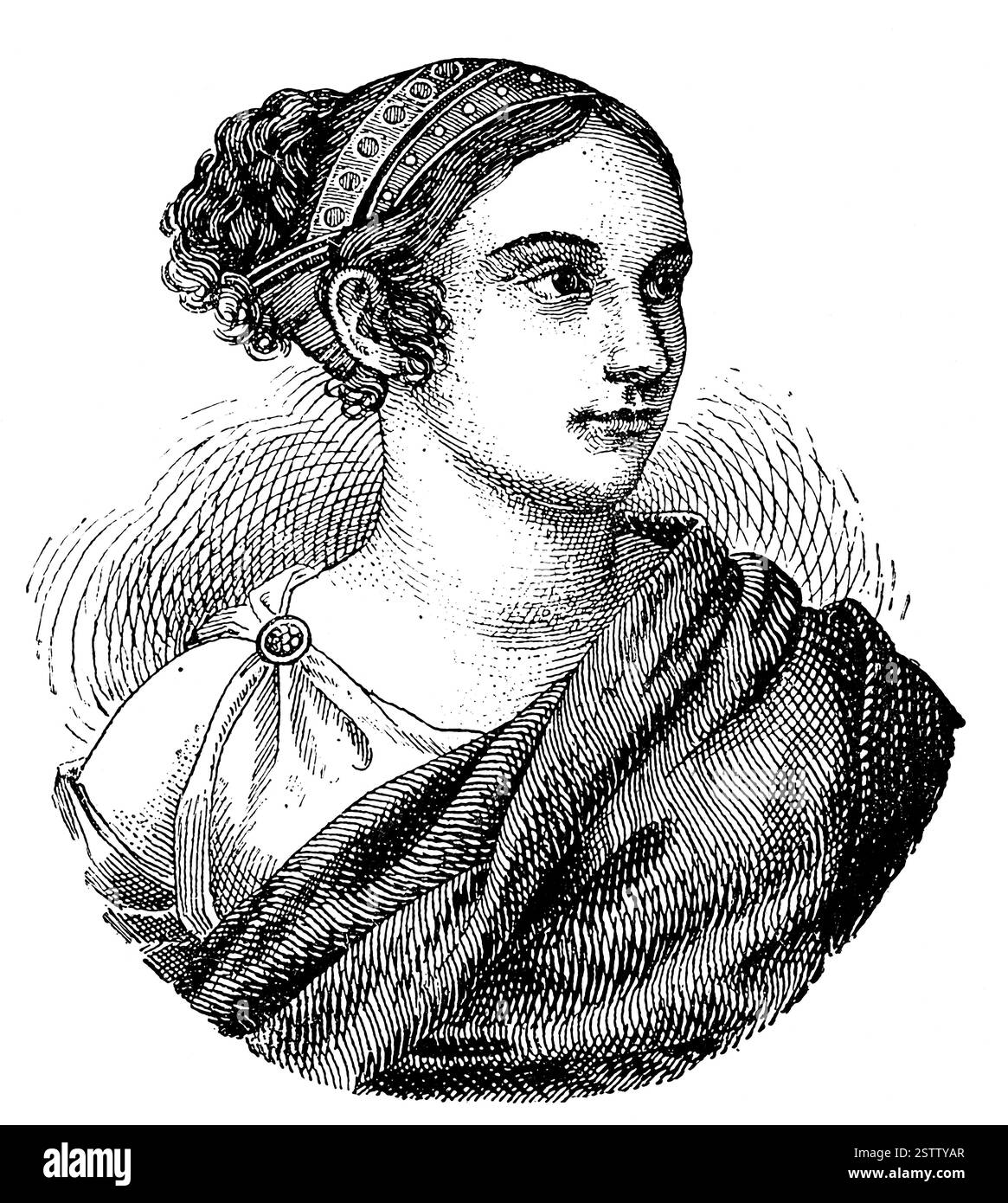 Ritratto di Sophie Schroeder (giovane) - un'attrice tedesca. Illustrazione del XIX secolo. Foto Stock