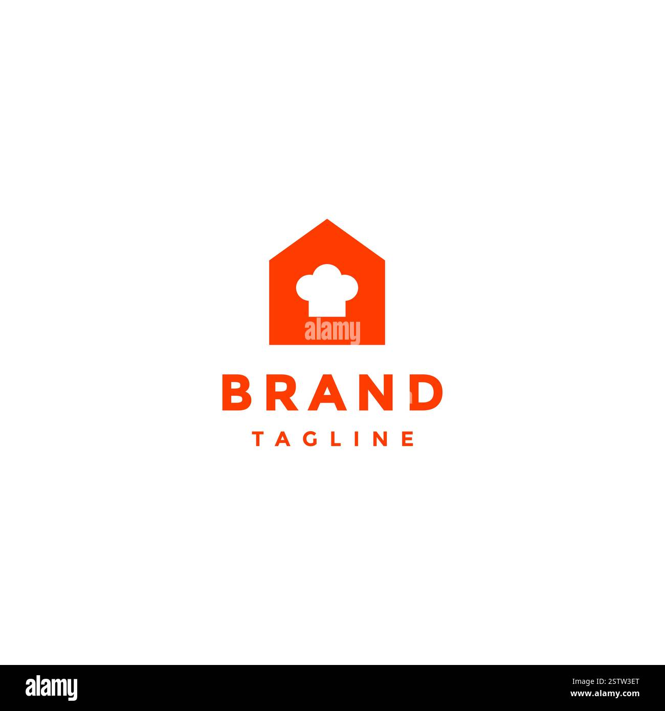 Design con logo icona Simple House Chef. Chef Hat Inside Home icona Logo Design. Illustrazione Vettoriale