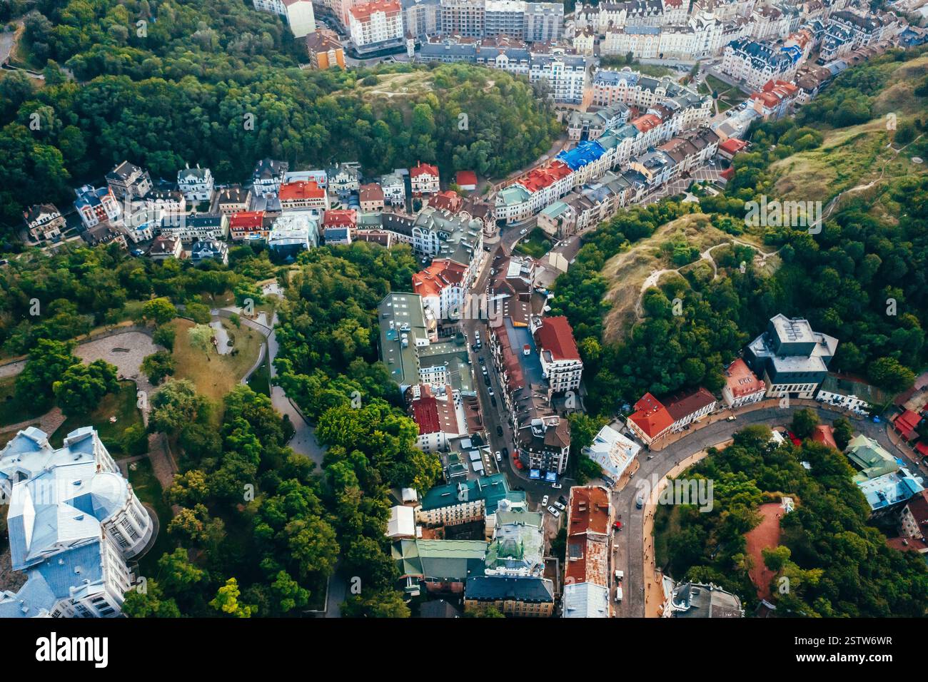 Vista panoramica aerea sulla discesa Andreevsky Foto Stock