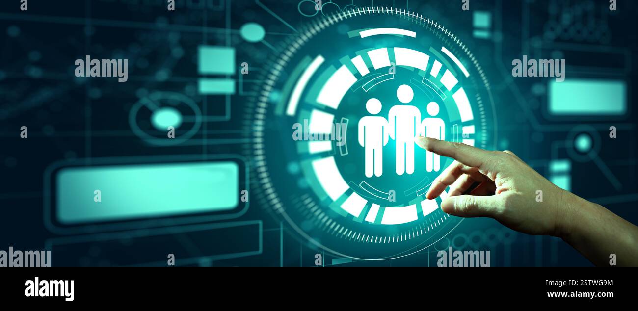 Mano del responsabile delle risorse umane che seleziona il candidato per l'assunzione. Gestione delle risorse umane, reclutamento, occupazione, concetto di impresa di caccia alla testa. Foto Stock