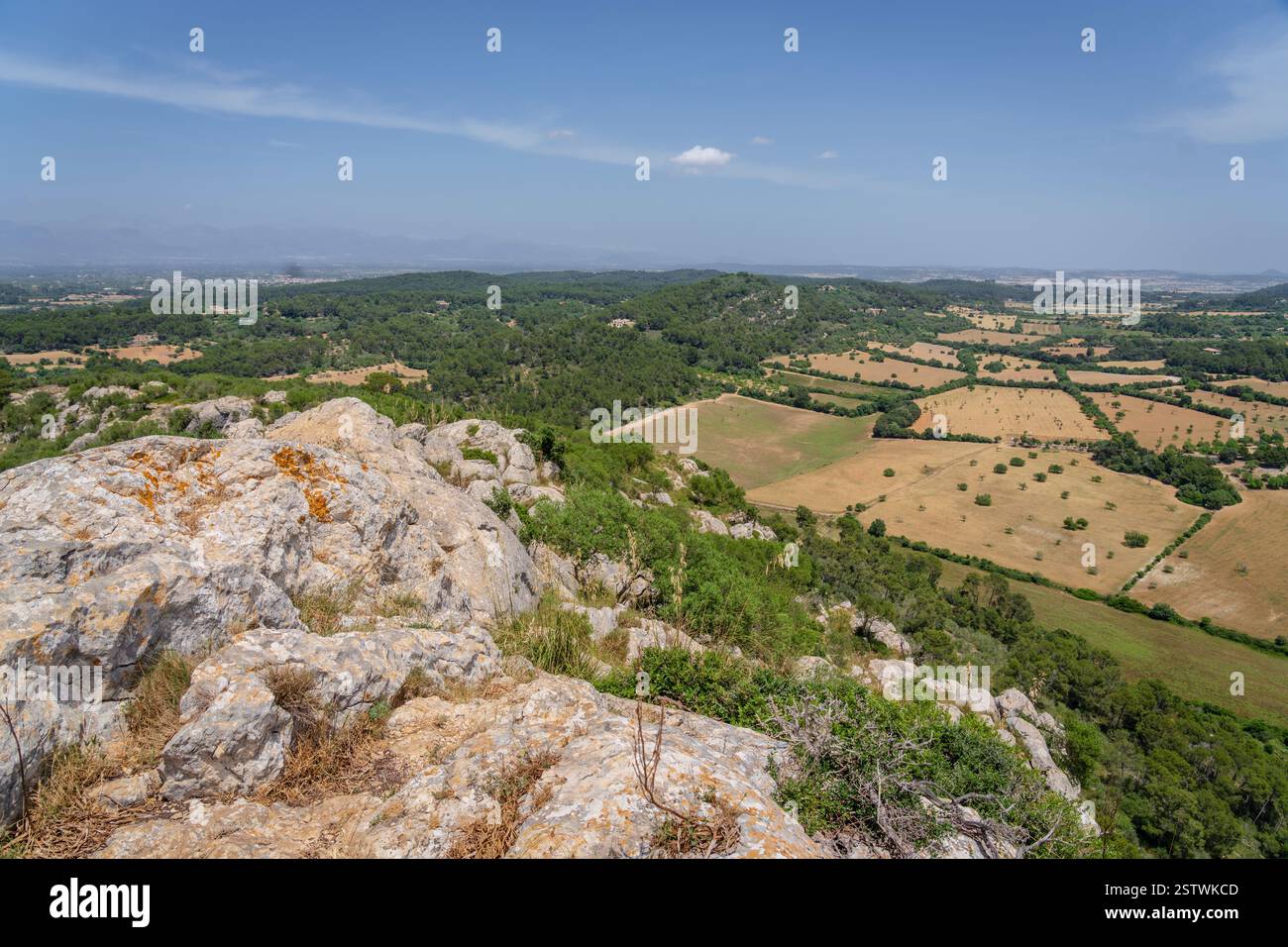 Case per il fine settimana e campi di lavoro ai piedi della Sierra de Galdent Foto Stock