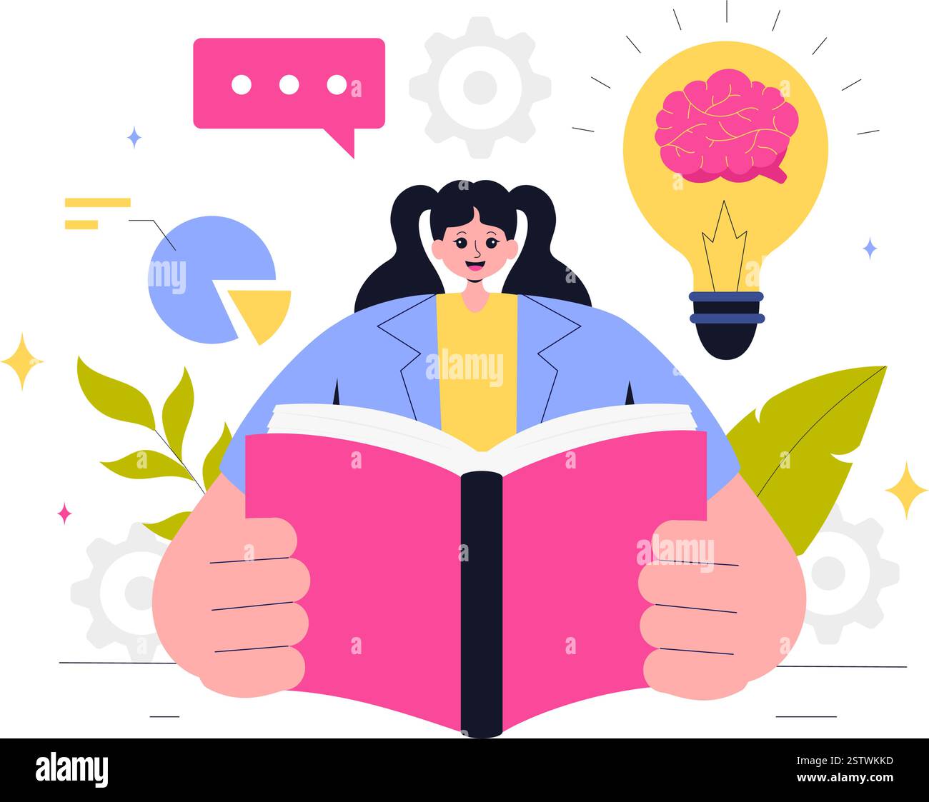 Illustrazione di auto-miglioramento che illustra il miglioramento delle competenze, l'apprendimento sul lavoro, le qualifiche educative e la crescita personale per lo sviluppo professionale e personale Illustrazione Vettoriale