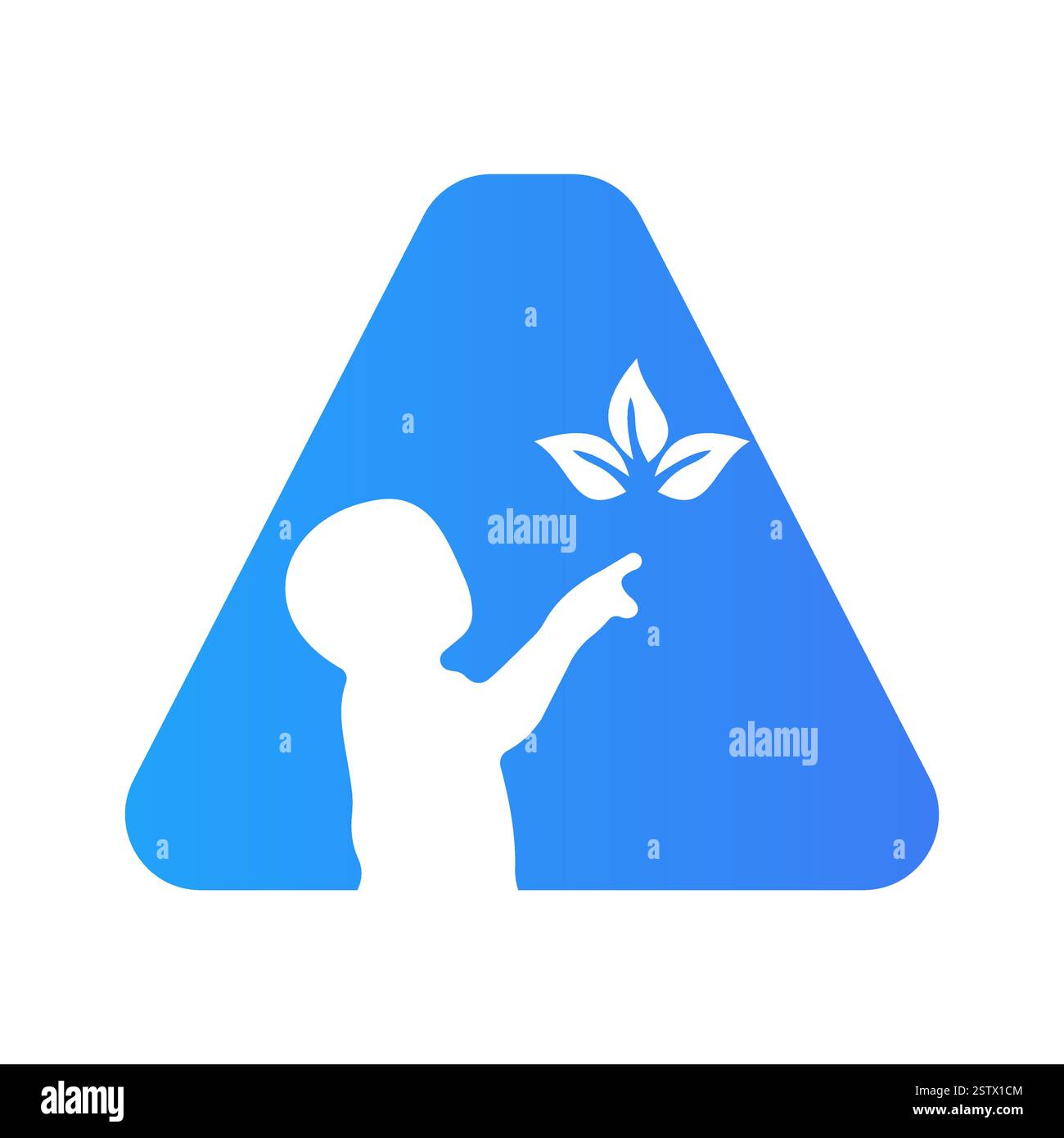 Lettera iniziale Un simbolo Baby ed Eco Leaf per la progettazione del logo Types Illustrazione Vettoriale