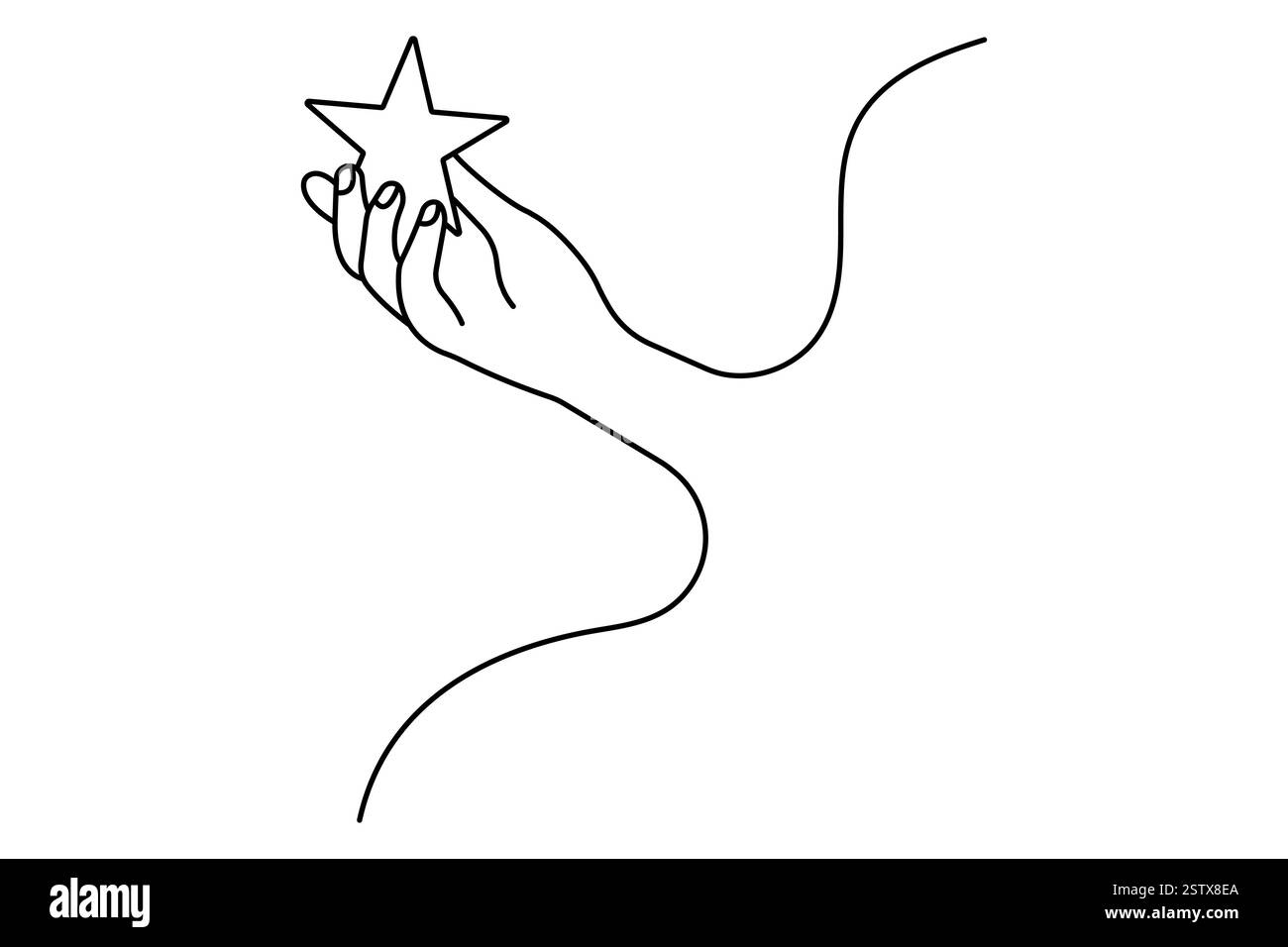 Disegno continuo di una linea dell'illustrazione vettoriale del contorno a stella Illustrazione Vettoriale