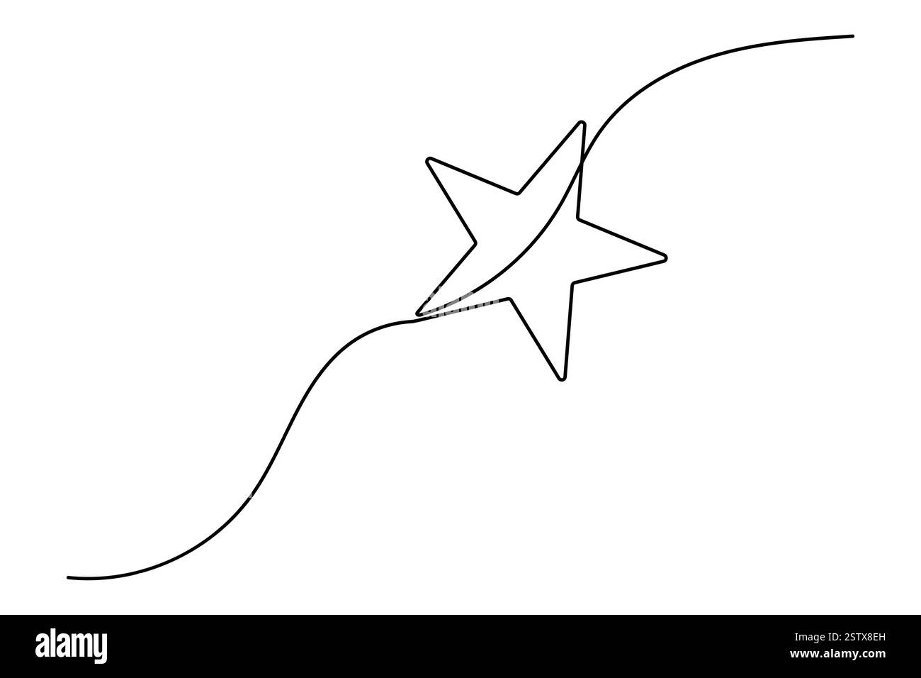 Disegno continuo di una linea dell'illustrazione vettoriale del contorno a stella Illustrazione Vettoriale
