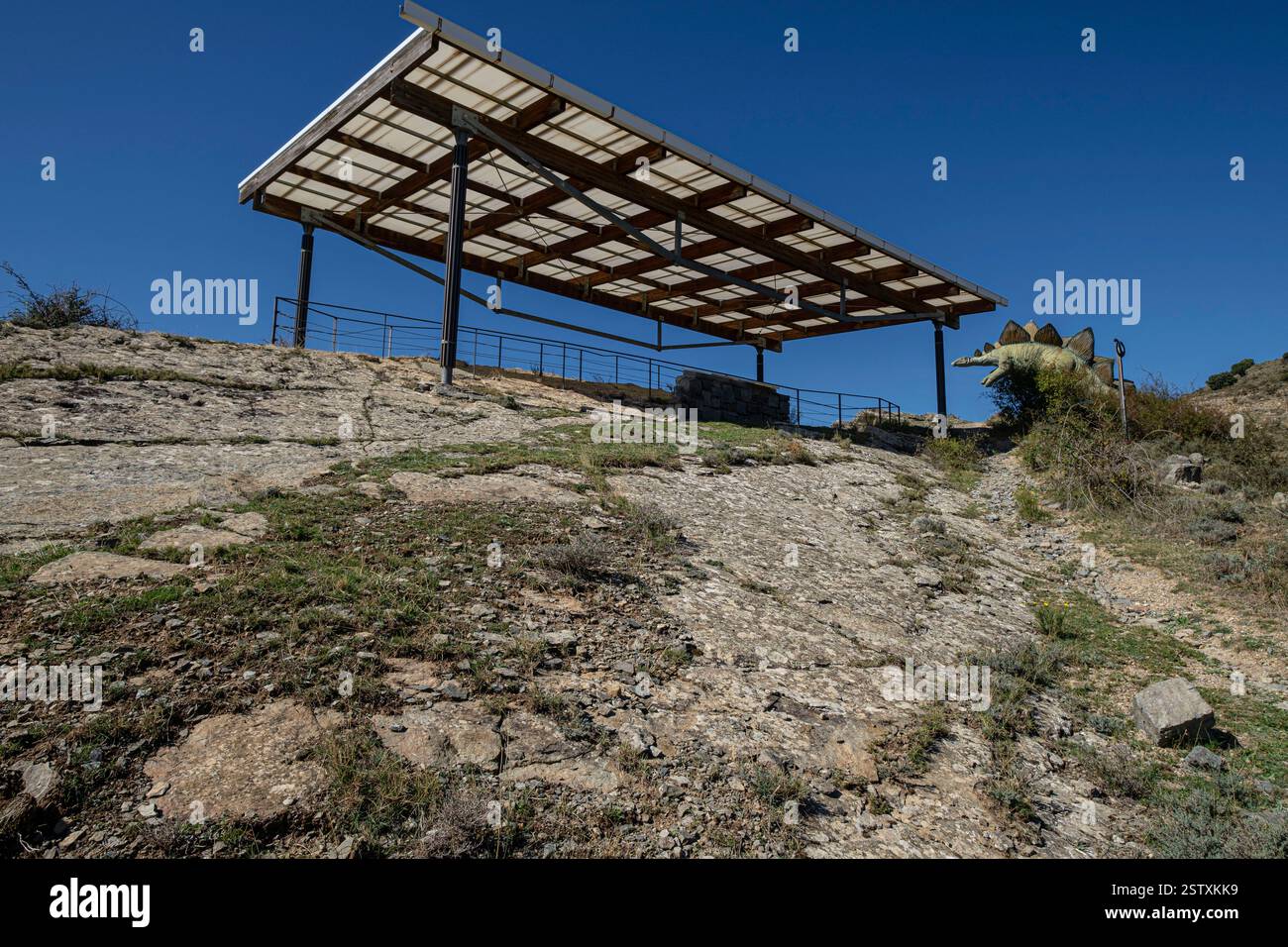 Dinosauro a grandezza naturale e il suo ambiente Foto Stock