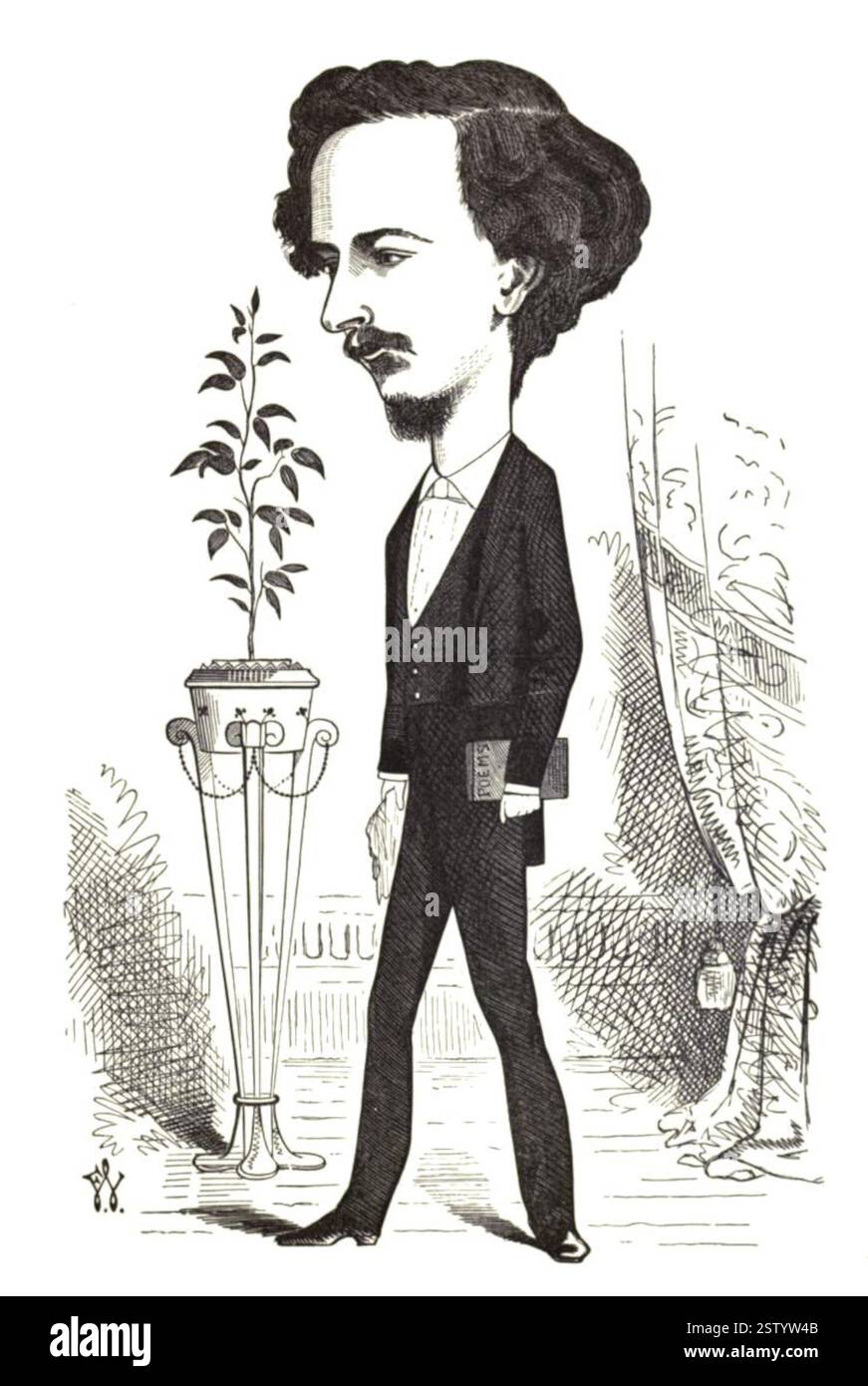 Caricatura di Algernon Charles Swinburne - Un vero poeta - 1873 - Frederick Waddy Foto Stock