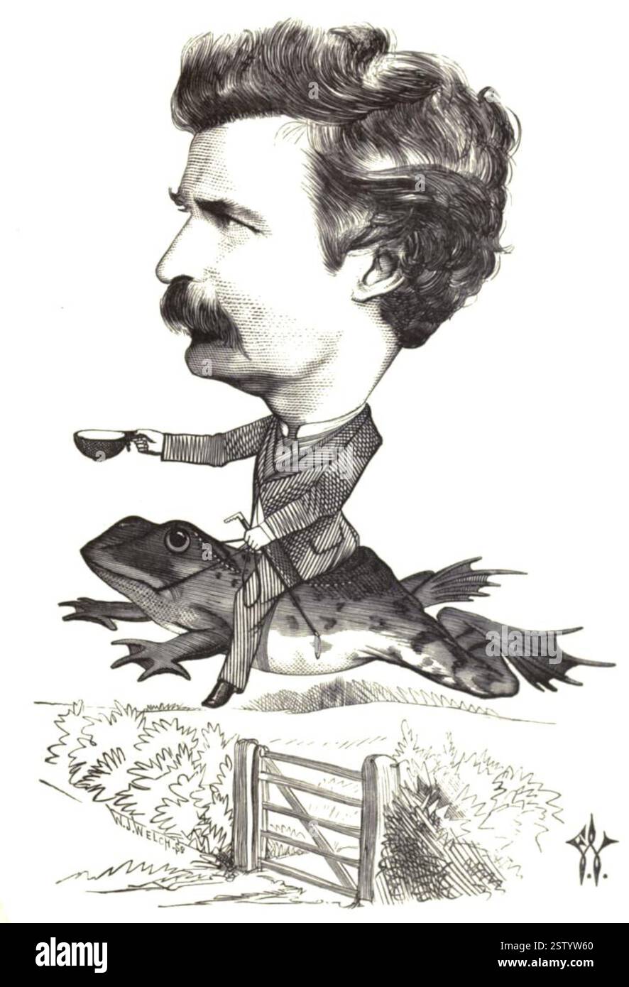Caricatura di Mark Twain - 1872 - Frederick Waddy Foto Stock