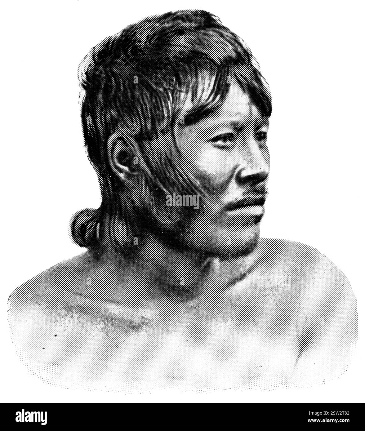 Popoli americani. Ritratto di Tierra del Fuego indiano, Cile e Argentina. Foto Stock