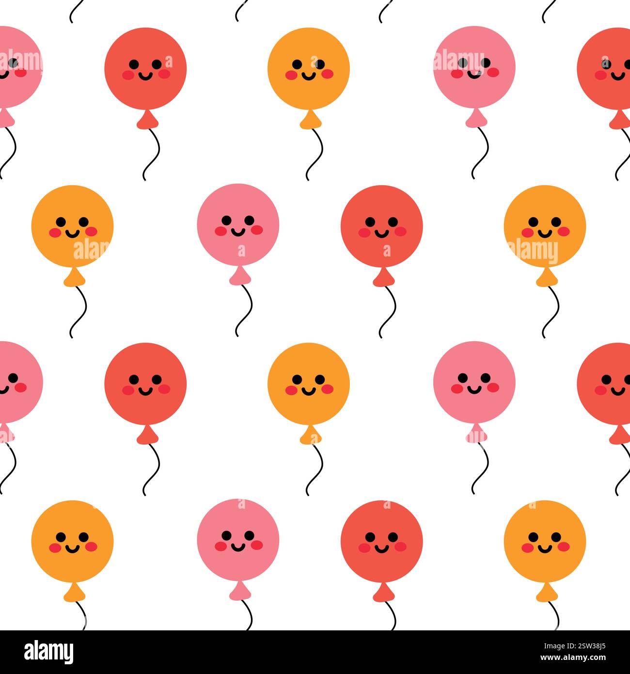 Ripetizione senza cuciture di bollature di cartone animato sorridenti in colori vivaci e allegri Illustrazione Vettoriale