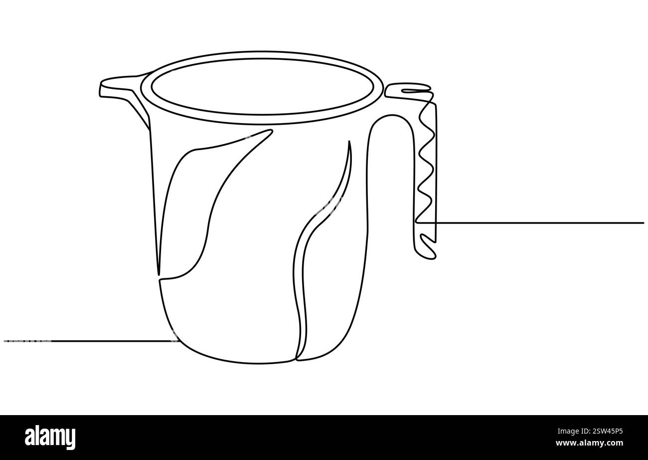 Tazza in plastica disegno continuo su una linea, tazza doccia disegno su una linea Illustrazione Vettoriale