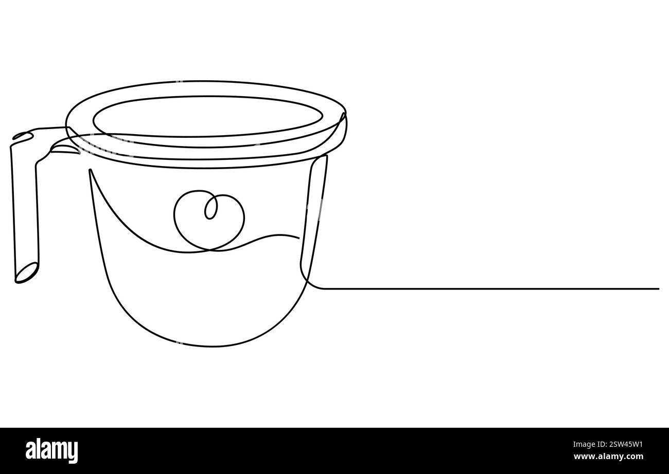 Tazza in plastica disegno continuo su una linea, tazza doccia disegno su una linea Illustrazione Vettoriale