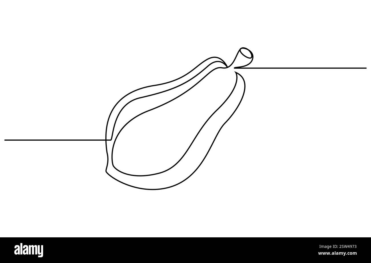 Disegno continuo di una sola linea di papaya fresca esotica frutta tropicale, disegno continuo di una linea di papaya sana e organica a fette Illustrazione Vettoriale