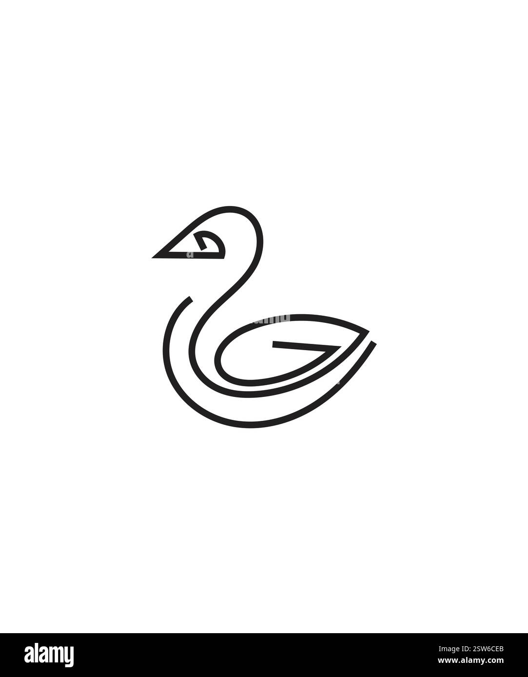semplice illustrazione vettoriale con logo anatra con stile line art Illustrazione Vettoriale