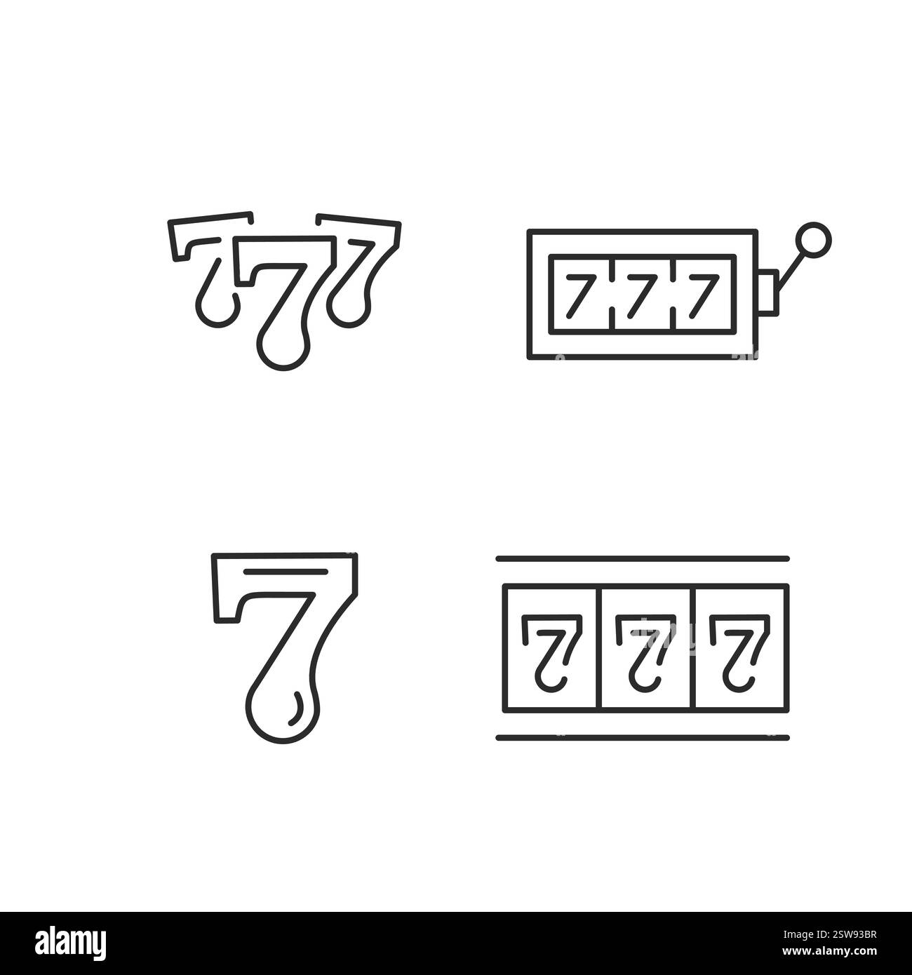 Icone del numero fortunato del casinò Illustrazione Vettoriale