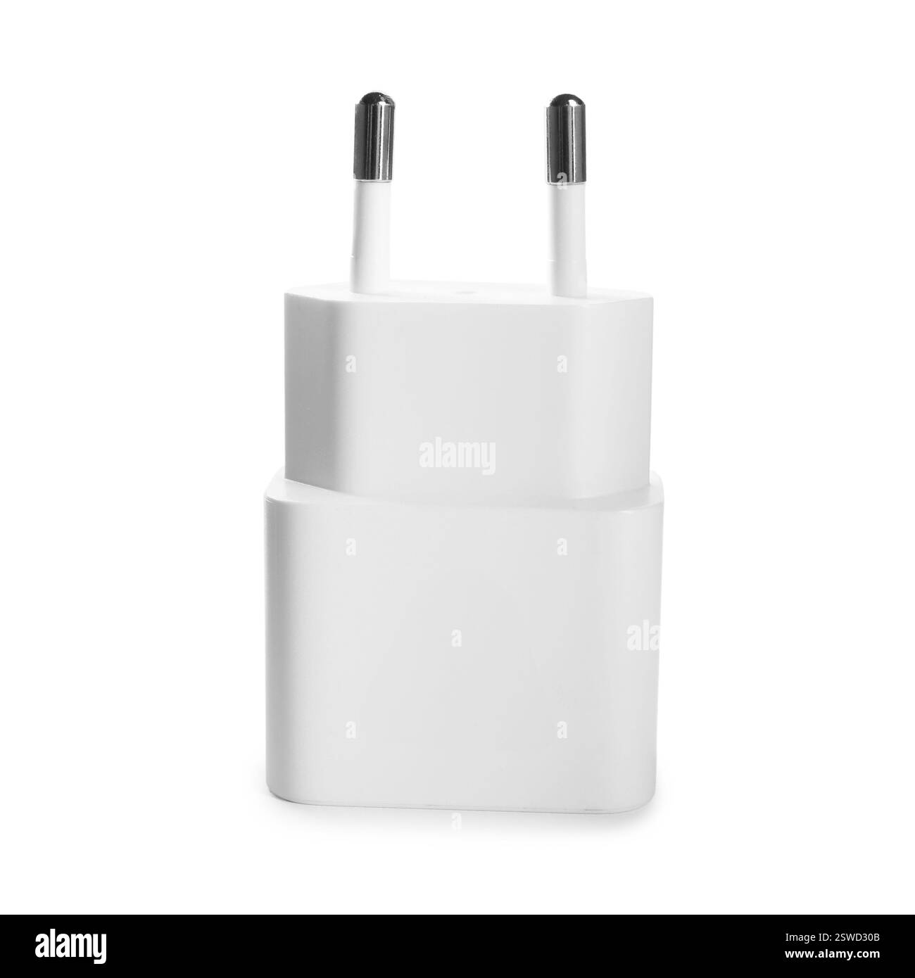 Adattatore di alimentazione USB (caricabatterie) isolato su bianco Foto Stock