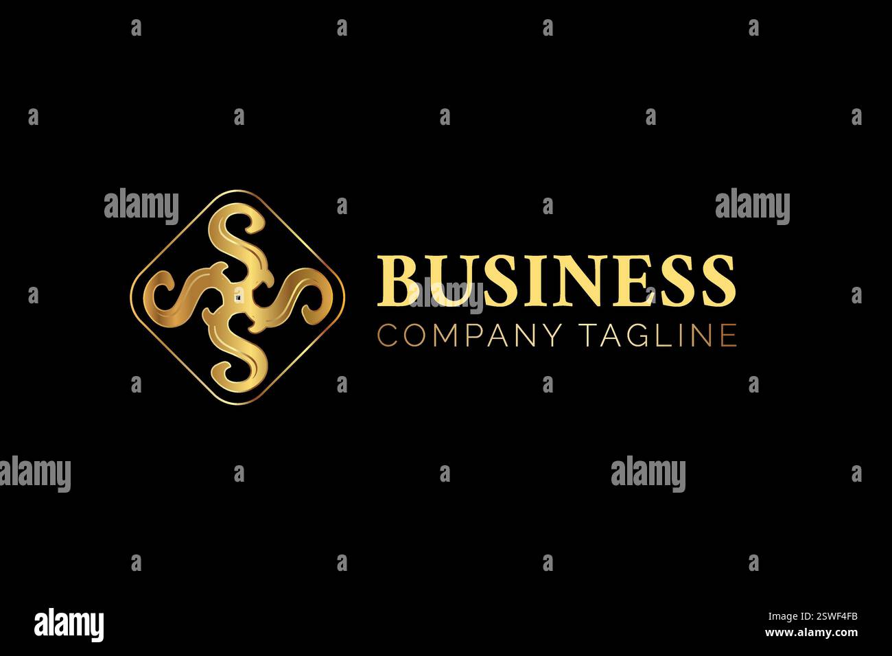 Logo Letter Abstract S decorato in oro Illustrazione Vettoriale