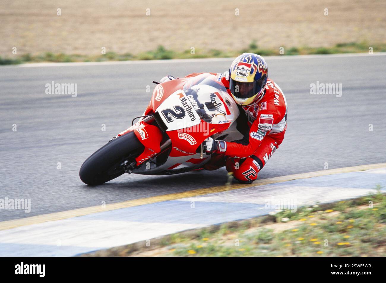 Ralf Waldmann (DEU), Motorsport, Honda NSR 250, Motorcycle World Championship, Nuerburgring Race Track Race Race Track, Germania, 1997, Europa Foto Stock