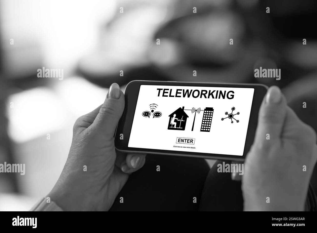 Schermo dello smartphone che visualizza un concetto di telelavoro Foto Stock