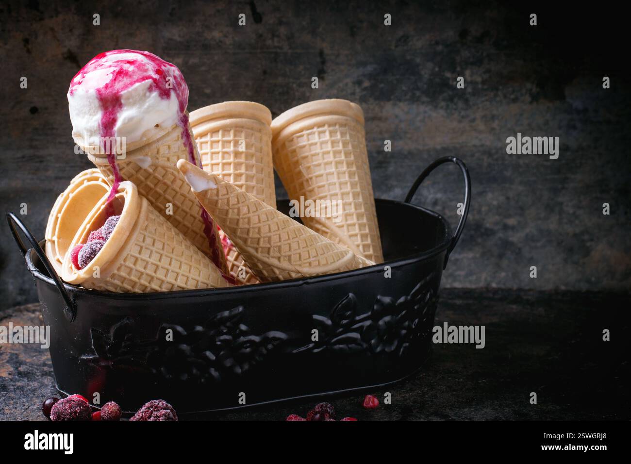 Gelato in coni di wafer Foto Stock