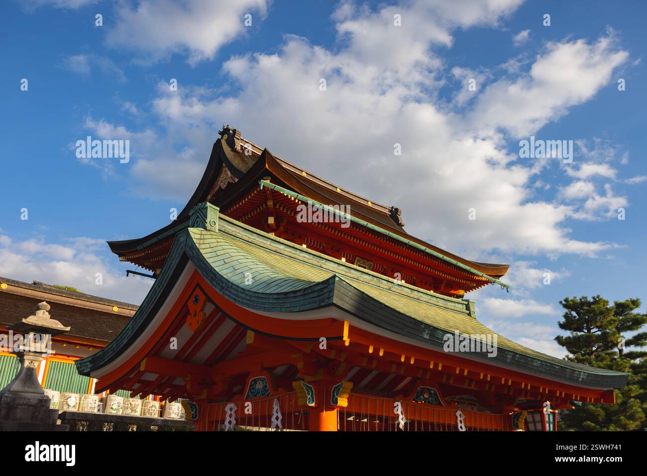 Particolare del tempio Fushimi Inari Taisha, Fushimi-ku, Kyoto, Kyoto, Foto Stock