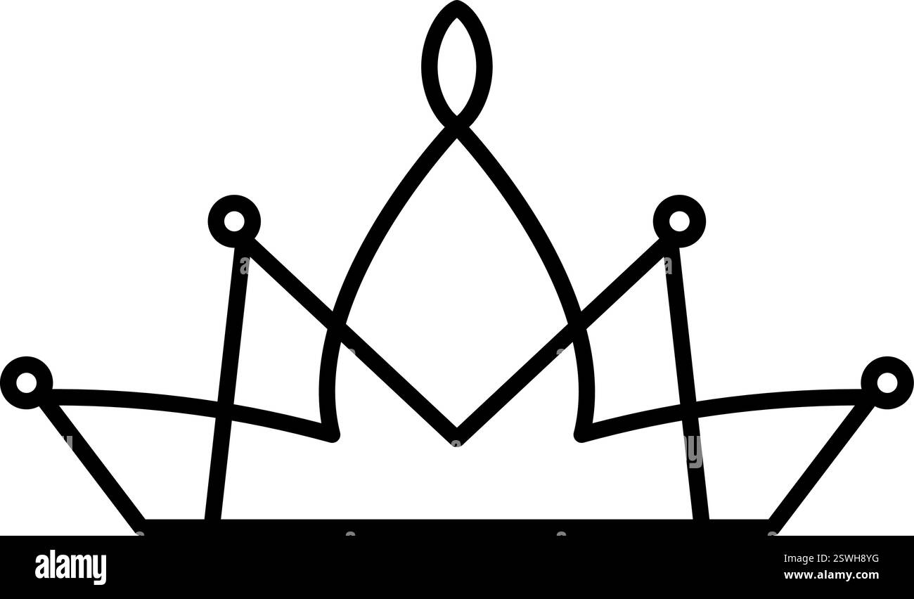 Icona della corona della principessa vettoriale estetica segno di linea sottile Logo. Contorno Crown Isolated Contour Symbol Illustration Royal per la progettazione di applicazioni Web e mobili Illustrazione Vettoriale