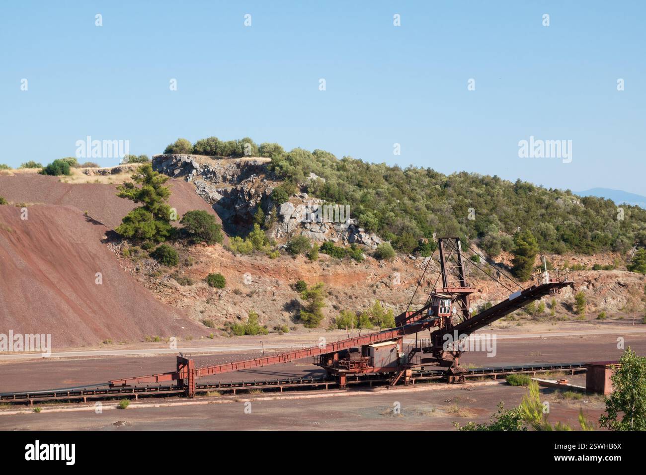 Sito di un'industria mineraria in Messapia, Evia centrale, Grecia Foto Stock