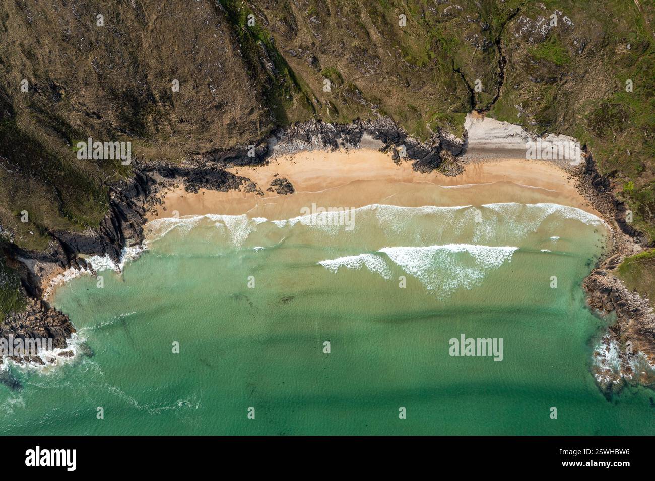Boyeeghter Bay, alias Murder Hole Beach, Contea di Donegal, Irlanda Foto Stock