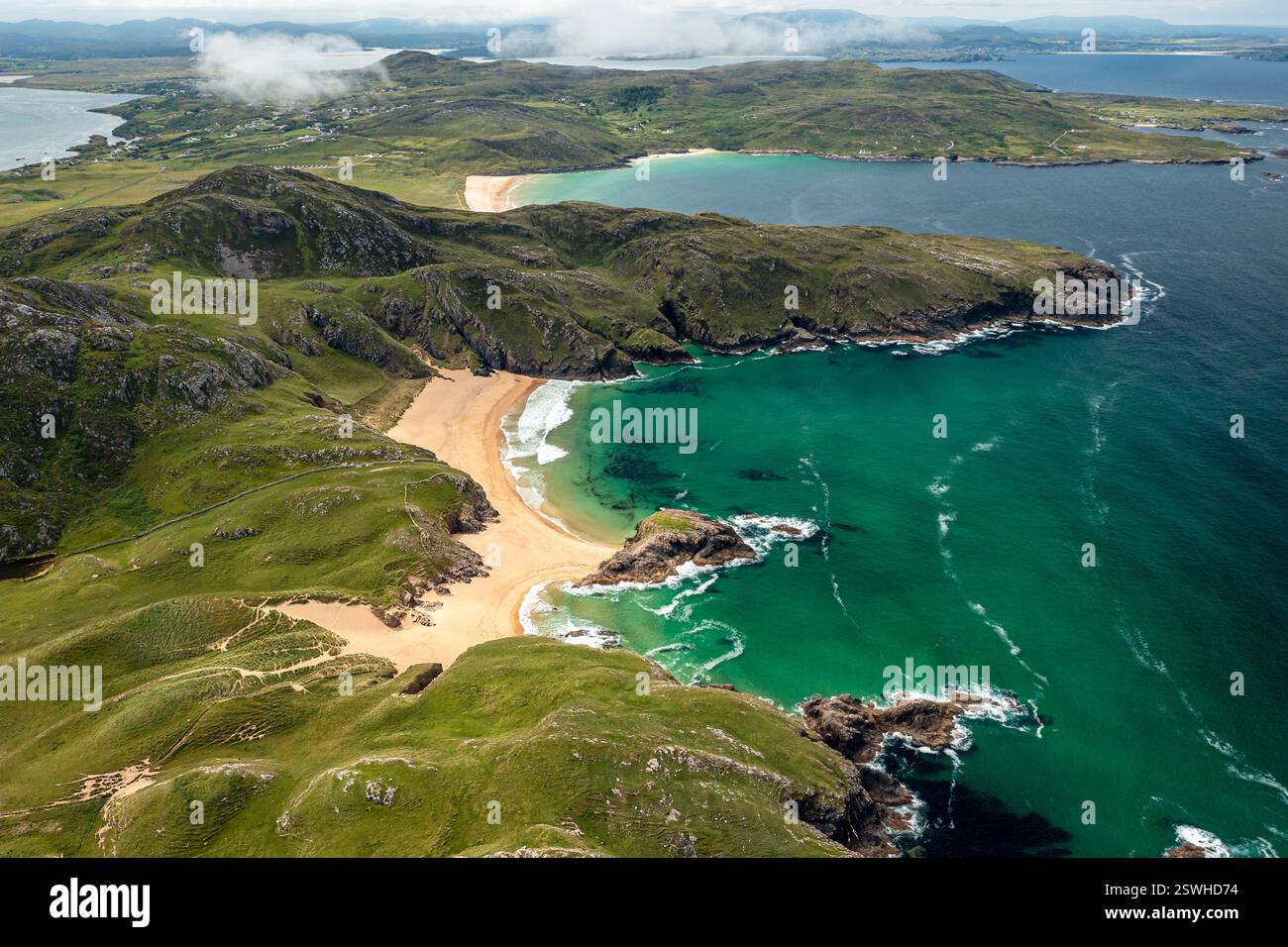 Boyeeghter Bay, alias Murder Hole Beach, Contea di Donegal, Irlanda Foto Stock