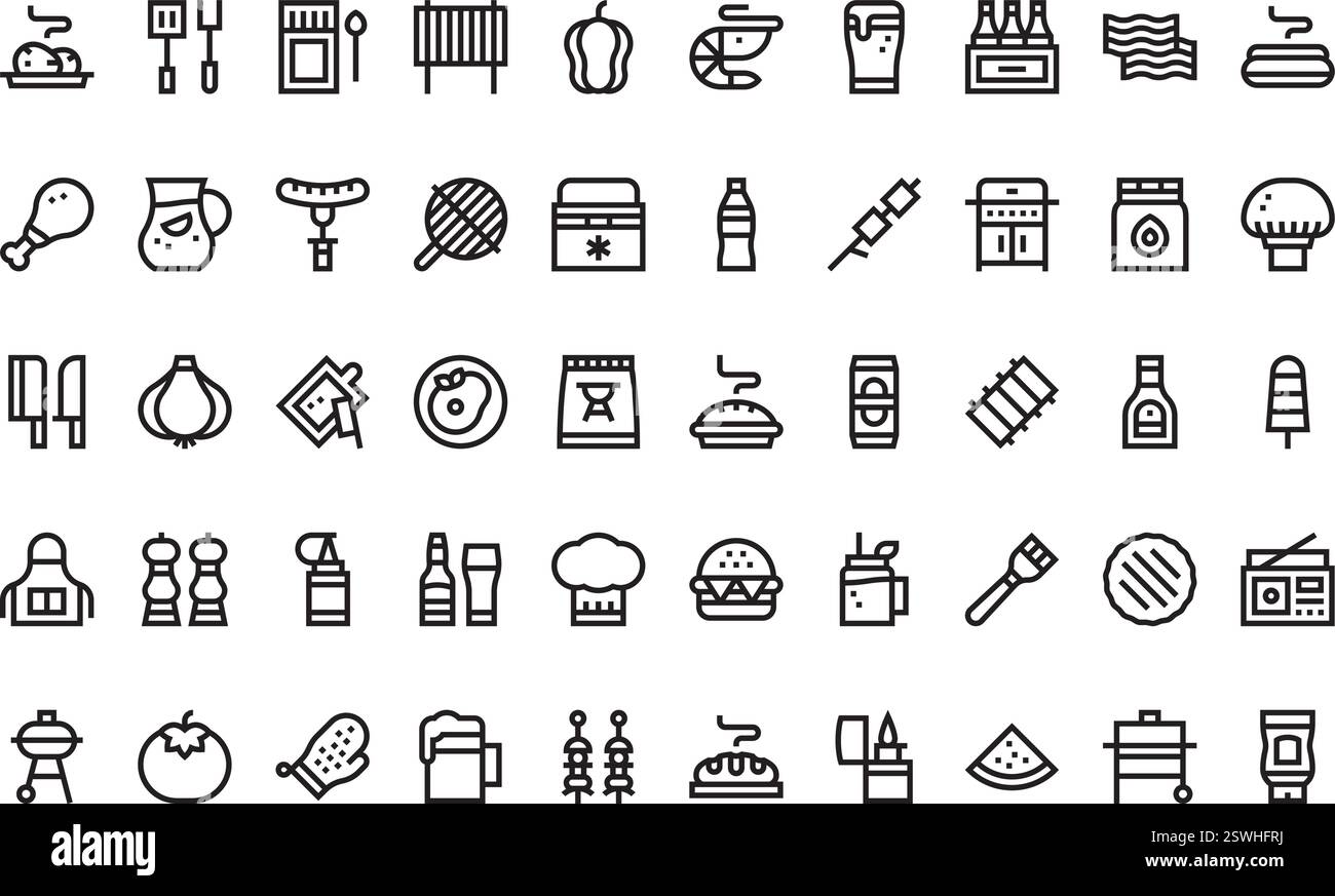 Raccolta di icone vettoriali di alta qualità con traccia modificabile. Ideale per progetti professionali e creativi. Illustrazione Vettoriale