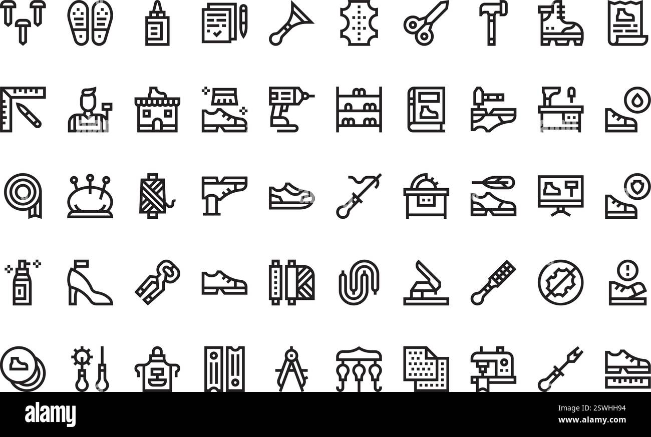 Raccolta di icone vettoriali di alta qualità con traccia modificabile. Ideale per progetti professionali e creativi. Illustrazione Vettoriale